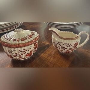 RARE difficult to find Spode Indian Tree Sugar and Creamer in fabulous condition